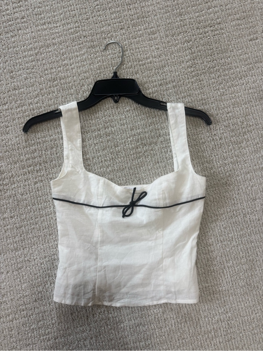 Peppermayo White Square-Neck Tank with Black Trim